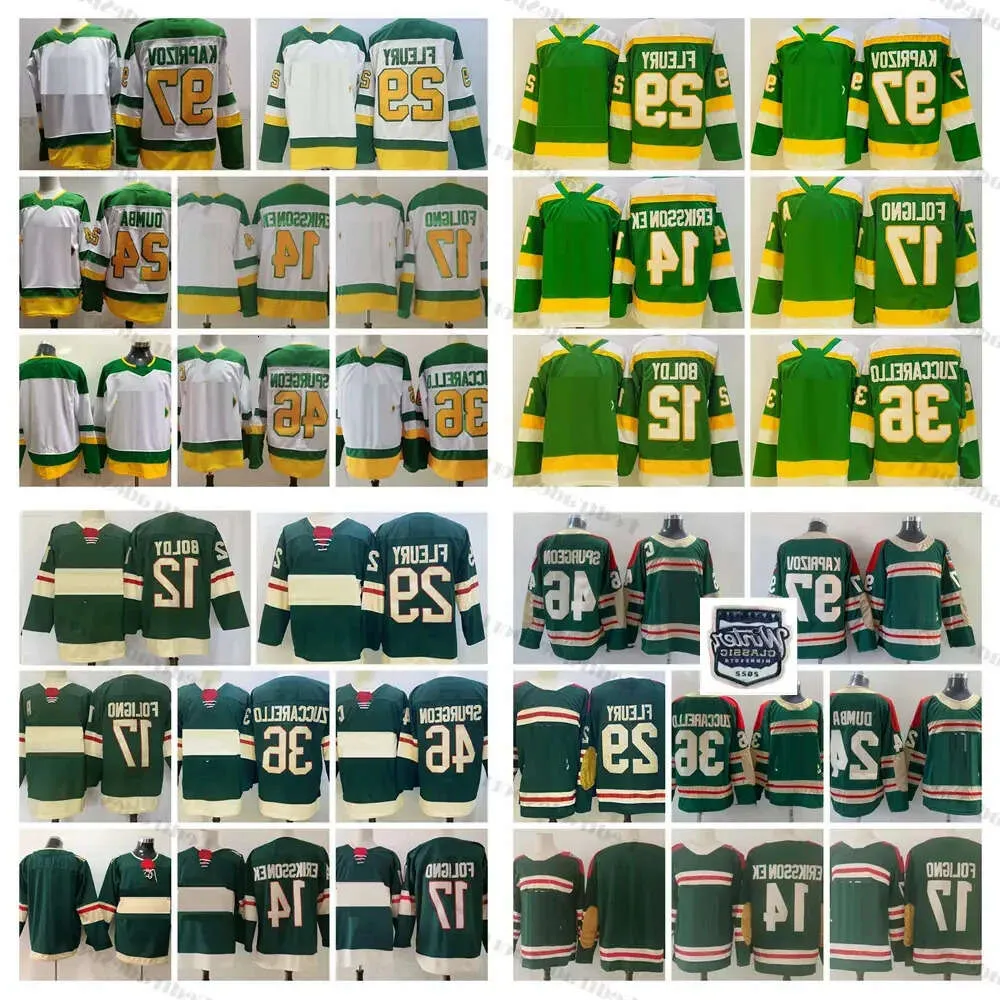 2024 Maillots de hockey rétro inversés Classique d'hiver Kirill Kaprizov Marc-Andre Fleury Dumba Mats Zuccarello Marcus Foligno Joel Eriksson Ek 13