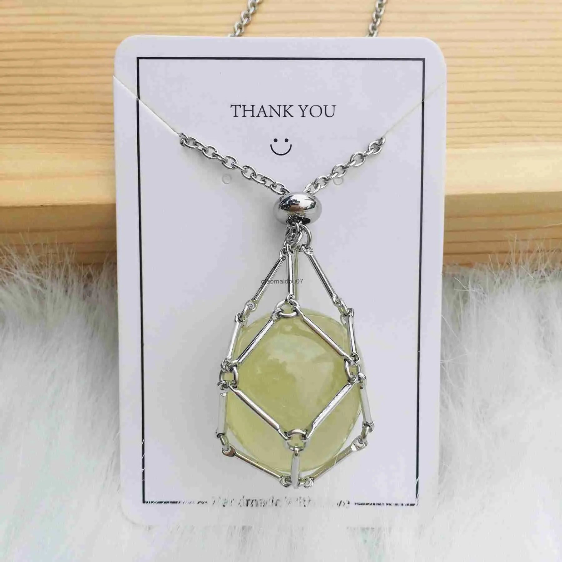 Pendentif Colliers NUORO rétro 18K plaqué or PVD amovible aléatoire naturel Quartz cristal Chakra guérison pierre Net sac pendentif collier L2310.12L24