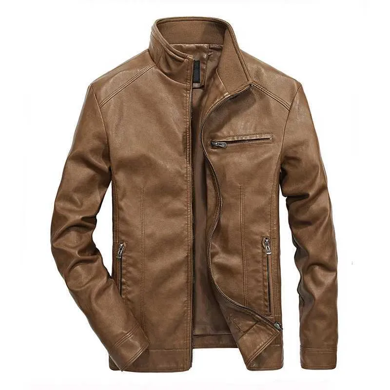 Chaquetas para hombre, abrigo corto de otoño/invierno, traje de motocicleta con cuello levantado de cuero para motocicleta, ropa para hombre J240125, novedad de 2023