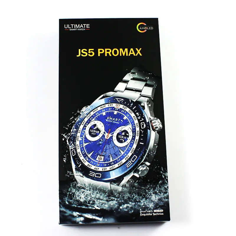 JS5 Pro Max Smart Watch 1,43 pollici HD Amoled Schermo rotondo 3 cinturini Pagamento NFC Ricarica wireless Reloj Smartwatch intelligente Alta qualità