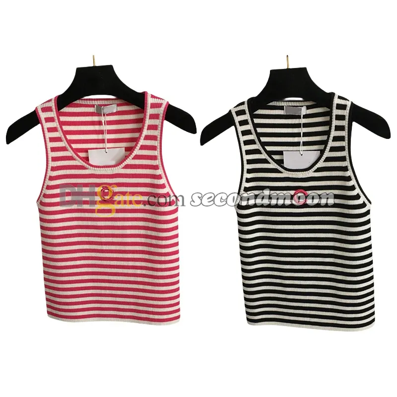 U Neck Sport Top Women Stripe Print Vest Letters Embroidered Luxury Vest Yoga t Shirt Elastic Tanks