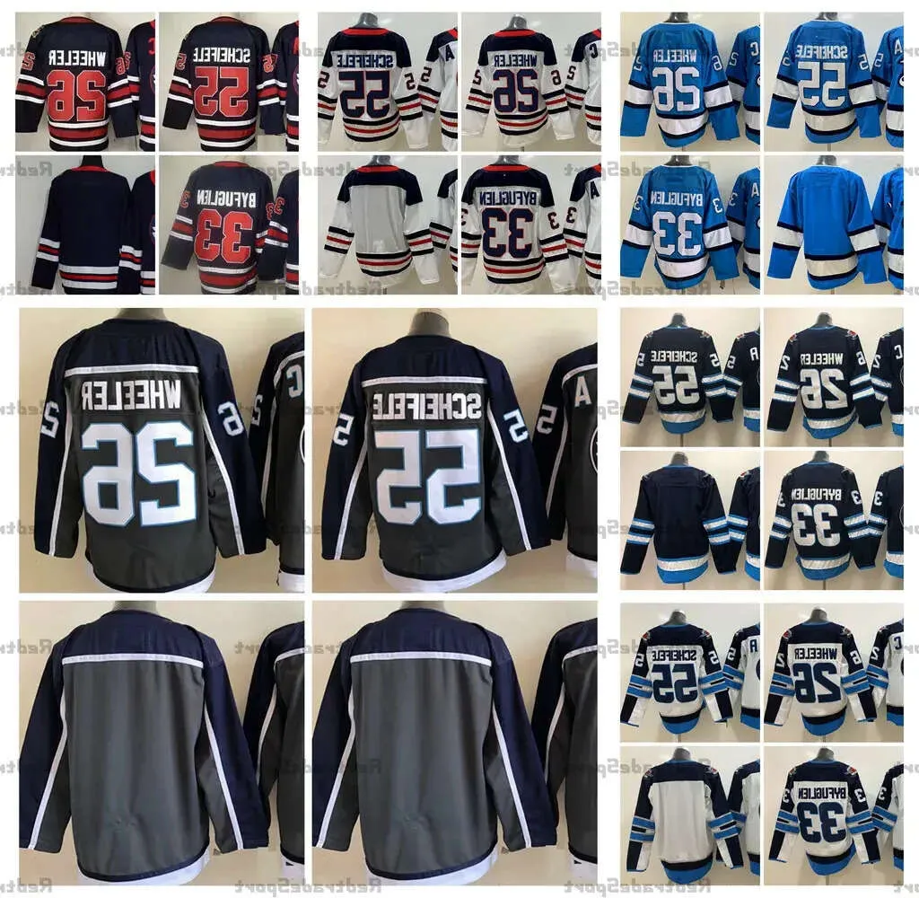 2024 Reverse Retro Grijze Hockeytruien 55 Mark Scheifele 26 Blake Wheeler (C) 33 Dustin Byfuglien Heritage Classic Wit Gestikte Jerseys 66