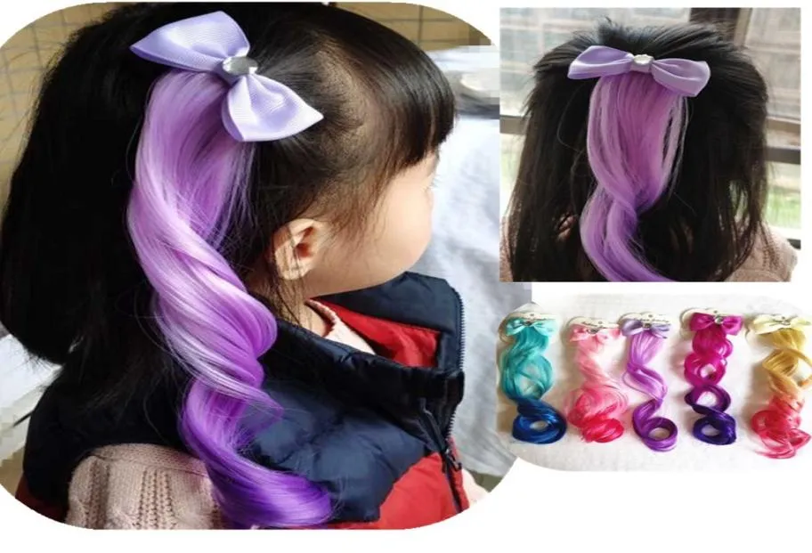 Extensions de cheveux perruque bouclée pour enfants filles queues de cheval pinces à cheveux princesse épingles à cheveux épingles à cheveux accessoires de cheveux 0235482055