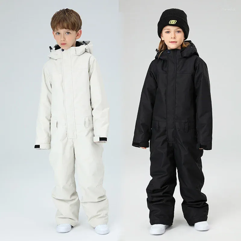 Vestes de Ski combinaison de Ski une pièce pour enfants hiver coupe-vent imperméable chaud garçons filles veste de snowboard pantalon enfants combinaison