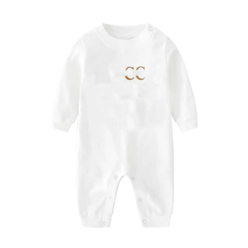 Modebrev baby pojkar kläder sommar babys rompers vit rosa grönt långärmade helt nyfödda baby flickor jumpsuits 0-3 månader CSG2401253-8