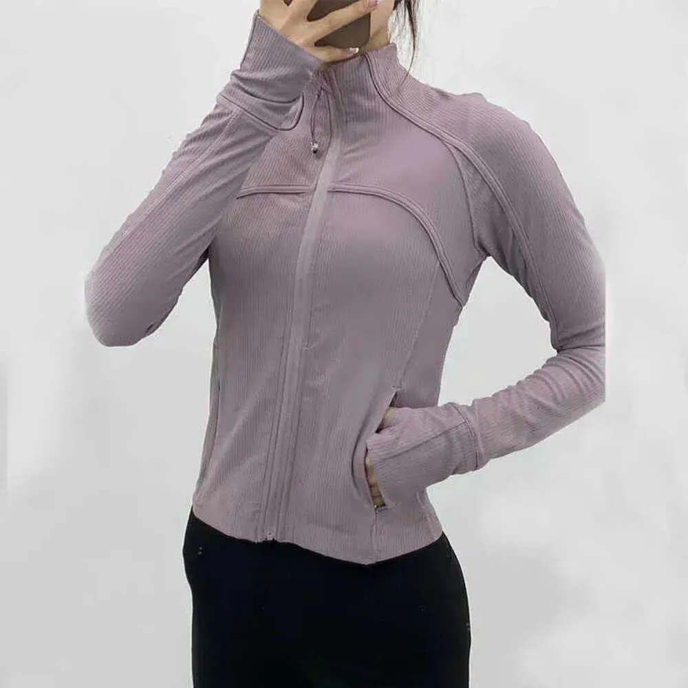 Yoga kläder långärmad beskuren sportjacka LU-38 Kvinnor Zip Fitness Winter Warm Gym Top ActiveWear Running Coats Workout Clothes Woman 19