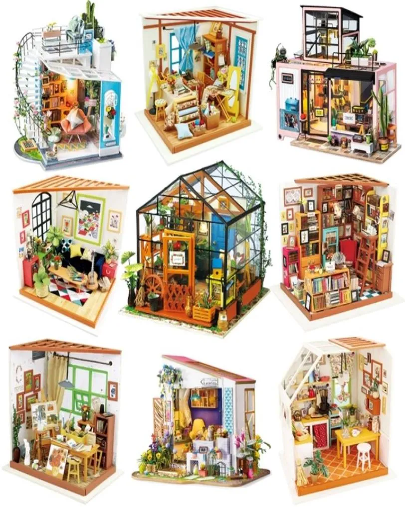 Robotime Wooden Dollhouse Kits DIY Miniature Doll House Furniture Toys for Children Birthday Gifts Collection LJ2011269627661