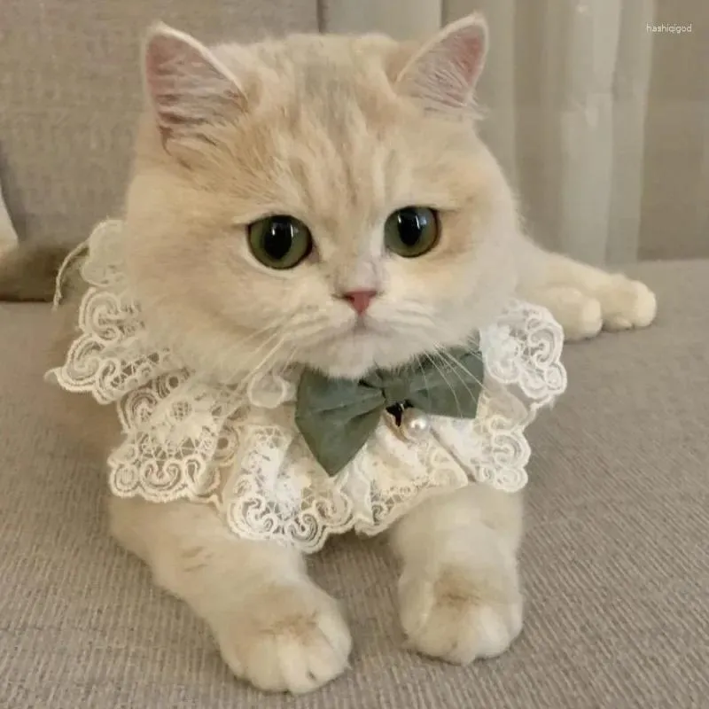 Hundkläder pärla krage juvelerade siden bröllop bågar halsband satin kattunge tillbehör bowtie present katt valp band halsduk