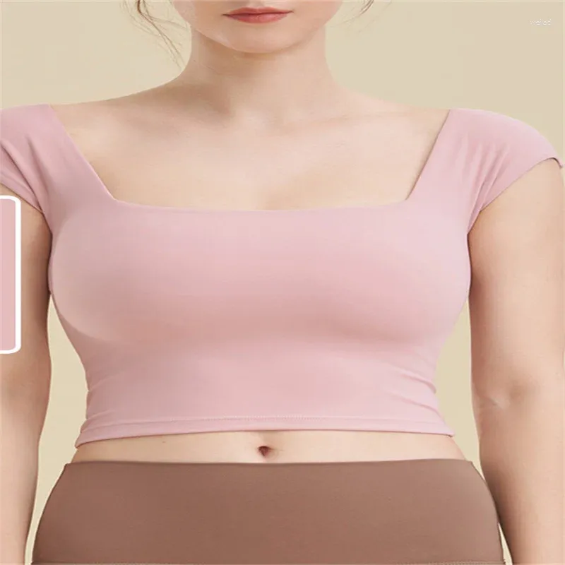Women's Shapers Spring And Autumn Girls Evening Sports Underwear Square Collar Bra Naked Feeling Tight Yoga Vest