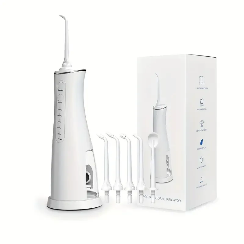 Tandblekning Dentistry Oral Irrigator Jet for Cleaning, USB Magnetic Base Rechargeble Irrigator Bag 8.45oz Water Tank Potent Dental Water Flossser 5 Lägen