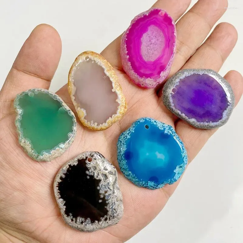 Pendant Necklaces Irregular Natural Agates Slice Charm For Making Necklace Earring Fashion Jewelry Reiki Healing Geode 25-35 40-55mm