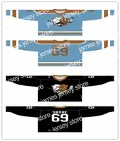 Top Quality Custom 69 Shore Sudbery Blueberry Ice Hockey Jerseys Black Blue Men Women