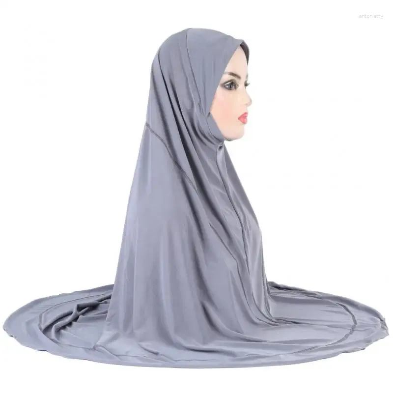 Etnische kleding Ramadan Eid Moslimvrouwen Instant Hijab Effen Tulband Islamitische Khimar Gebed Headwraps Arabische Sjaal Midden-Oosten Een Stuk