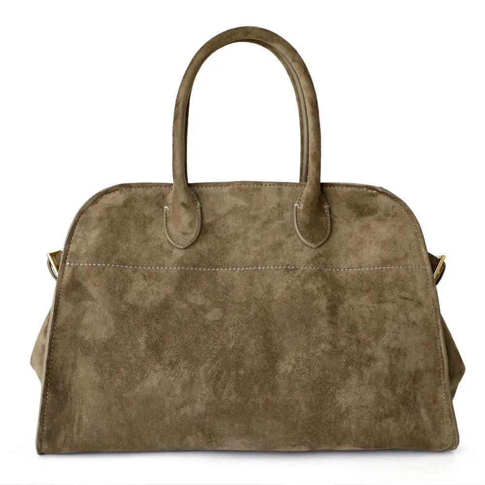 Versatile Women's Boston Bag Row suede leather large capacity commuting bag cowhide handbag 240125