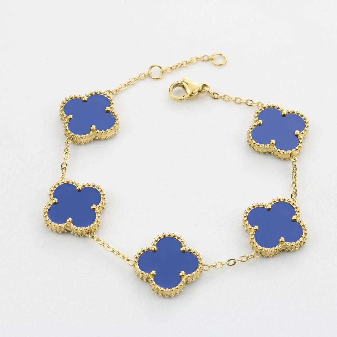 Fanjia – Bracelet porte-bonheur à quatre feuilles en or 18 carats, pendentif Double face en titane, nouvelle édition haute édition Van cl-ap Netizen