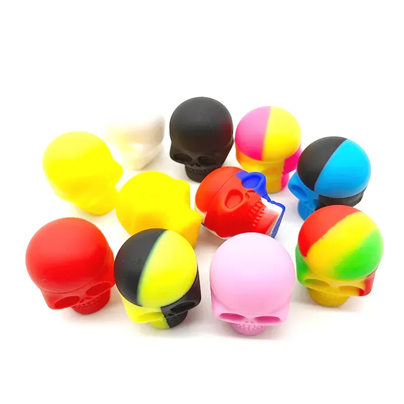3ml Skull Shape Non-stick Silicone Container Food Grade Rubber Jars Dab Tool Storage Holder Jar Mini Wax Container DHL Free