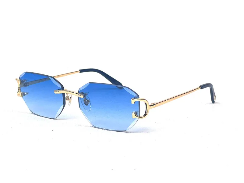 Lunettes De Soleil Vintage UV400 Catégorie 1 - Verres Bleus Monture Dorée - Occasion