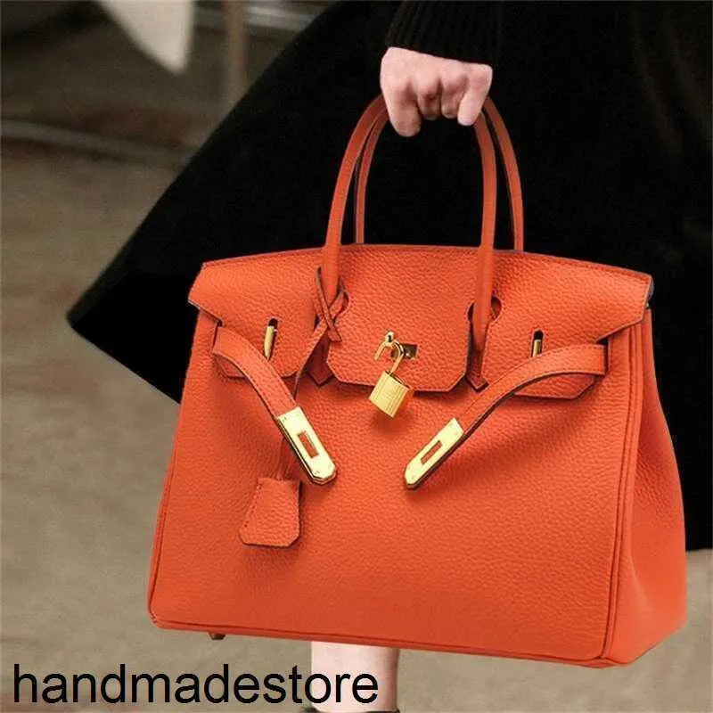 Handbag Platinum Designer First Layer Cowhide Large Bag Leather Women's Capacity Temperament Lychee Pattern