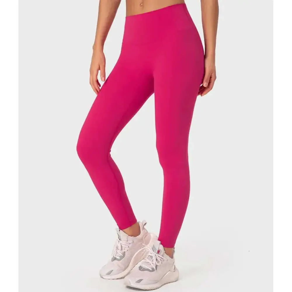 LU-108 Naken Yoga kläder justera byxor Gym Leggings No Embarrass Line High midje Fitness Sports Workout Tig 60