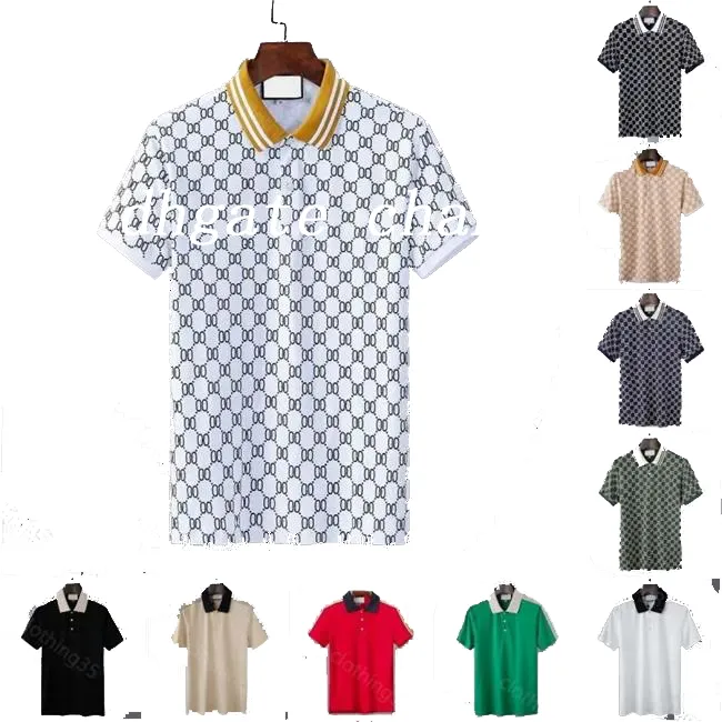 Herren-Poloshirt, Designer-Polohemden für Herren, modischer Fokus, Stickerei, Schlange, Strumpfband, kleine Bienen, Druckmuster, Kleidung, Kleidung, T-Shirt, schwarz-weißes Herren-T-Shirt 864