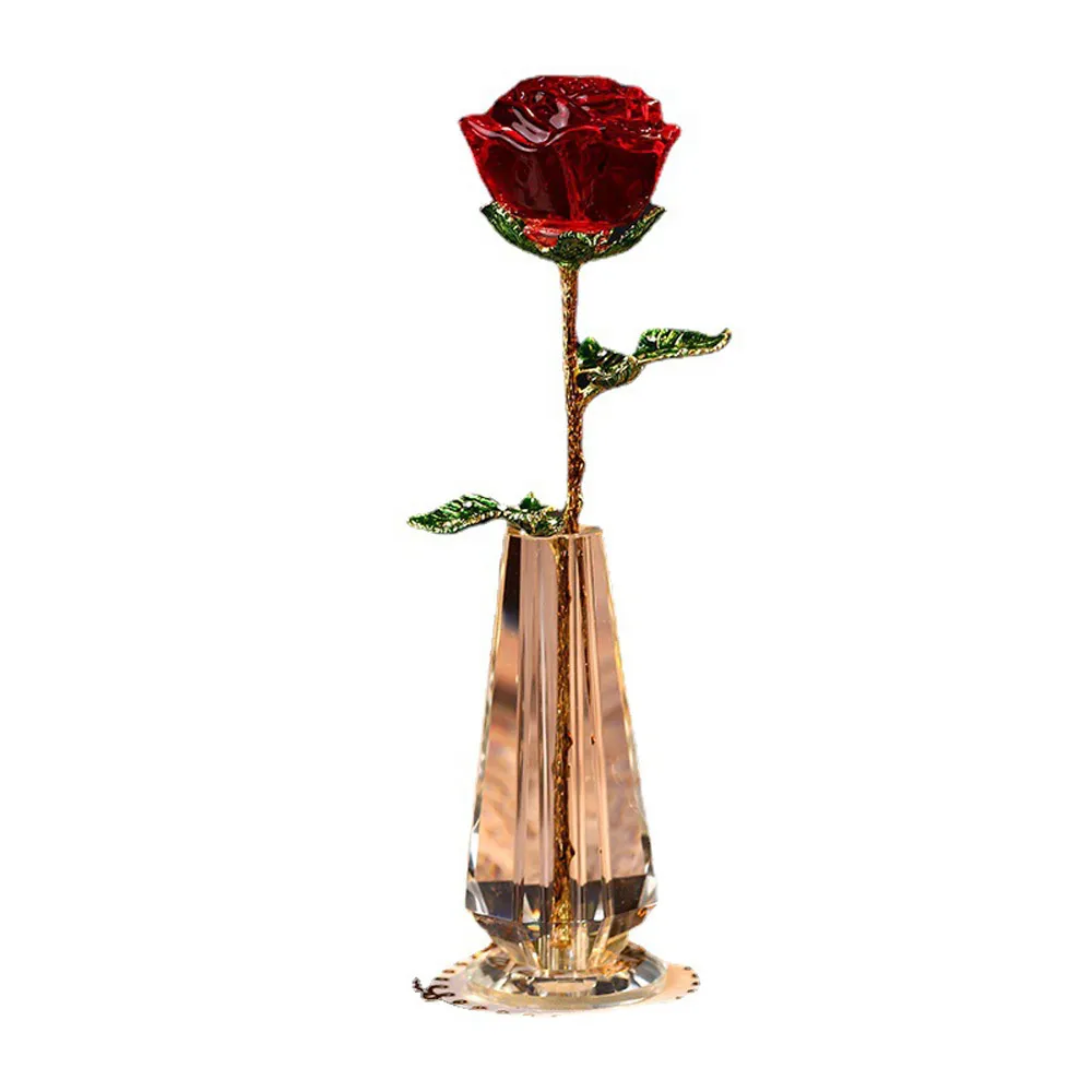 الحفلات المركزية Crystal Rose in Vase Favors Supplies Supplies Wedding Anniversary Gifts Event Skinptake Table Decors