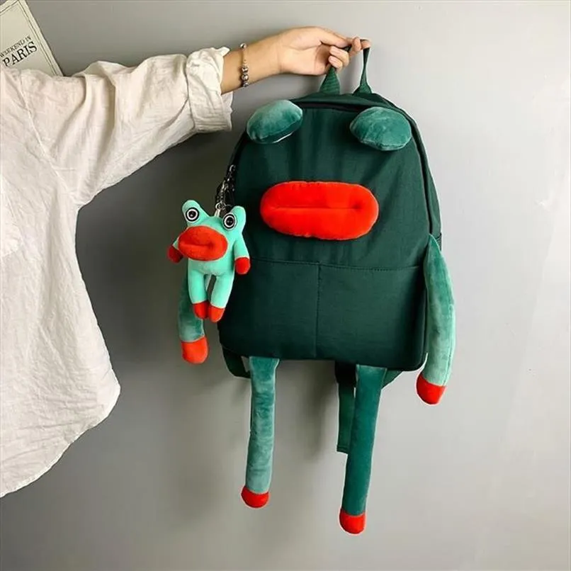 Designer- Animal Cartoon Frog Backpack Women Multifunction Students School Bag For Boys Girls Creative Fashion Cute Oxford Cloth B248f