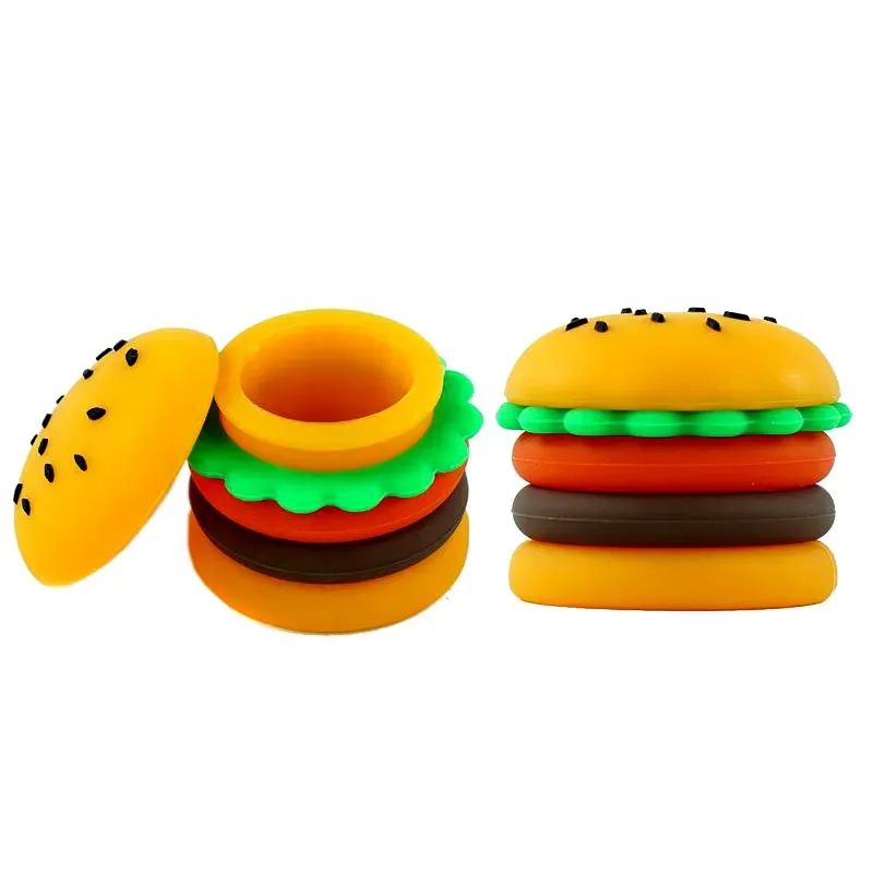 Hamburger vorm wax container siliconen pot 5 ml siliconen containers food grade pot oliehouder voor vaporizer dab tool opslag ZZ