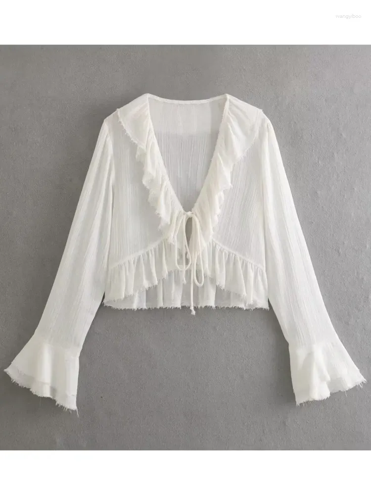 Womens Sexy Blouses Knitted Tie Front Cardigan: Long Sleeve