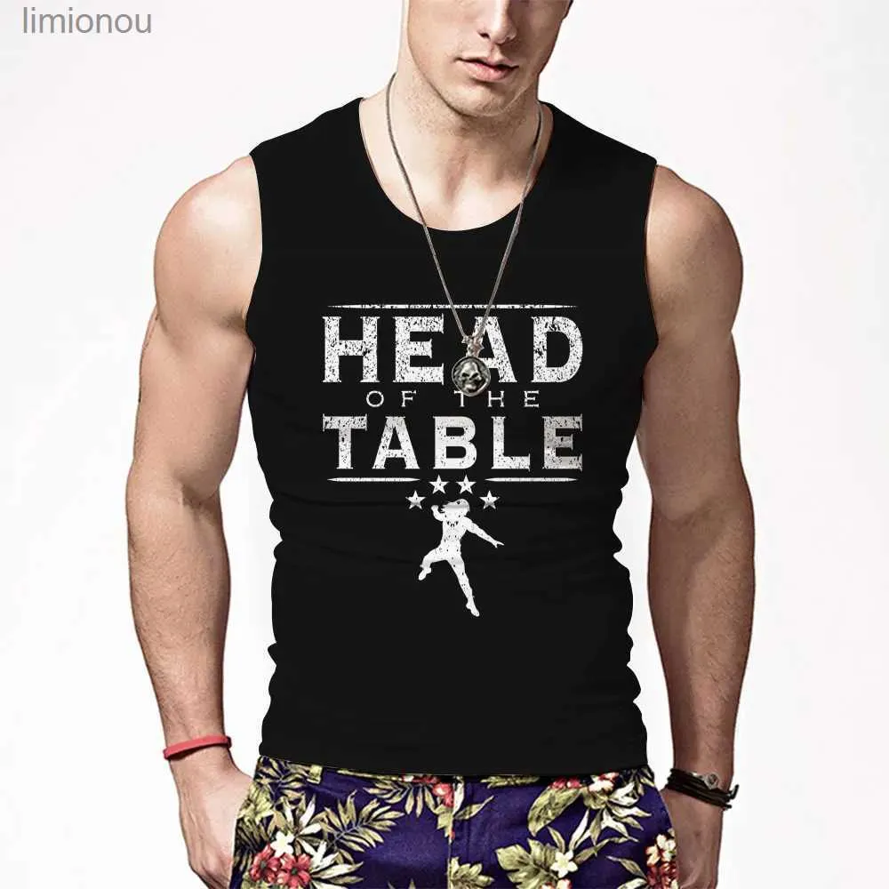 Men's Tank Tops Roman Reigns Head Of The Table Summer Men Oversized Tank Tops Elimination Chamber 2023 Undisputed Champion Vest T-shirtL240124