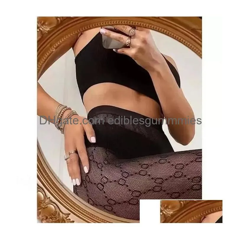 Altri tessili per la casa Abbigliamento Calzini firmati Calze da donna sexy da lettera Moda di lusso Collant estivi traspiranti Calza di pizzo Dan Dhin2