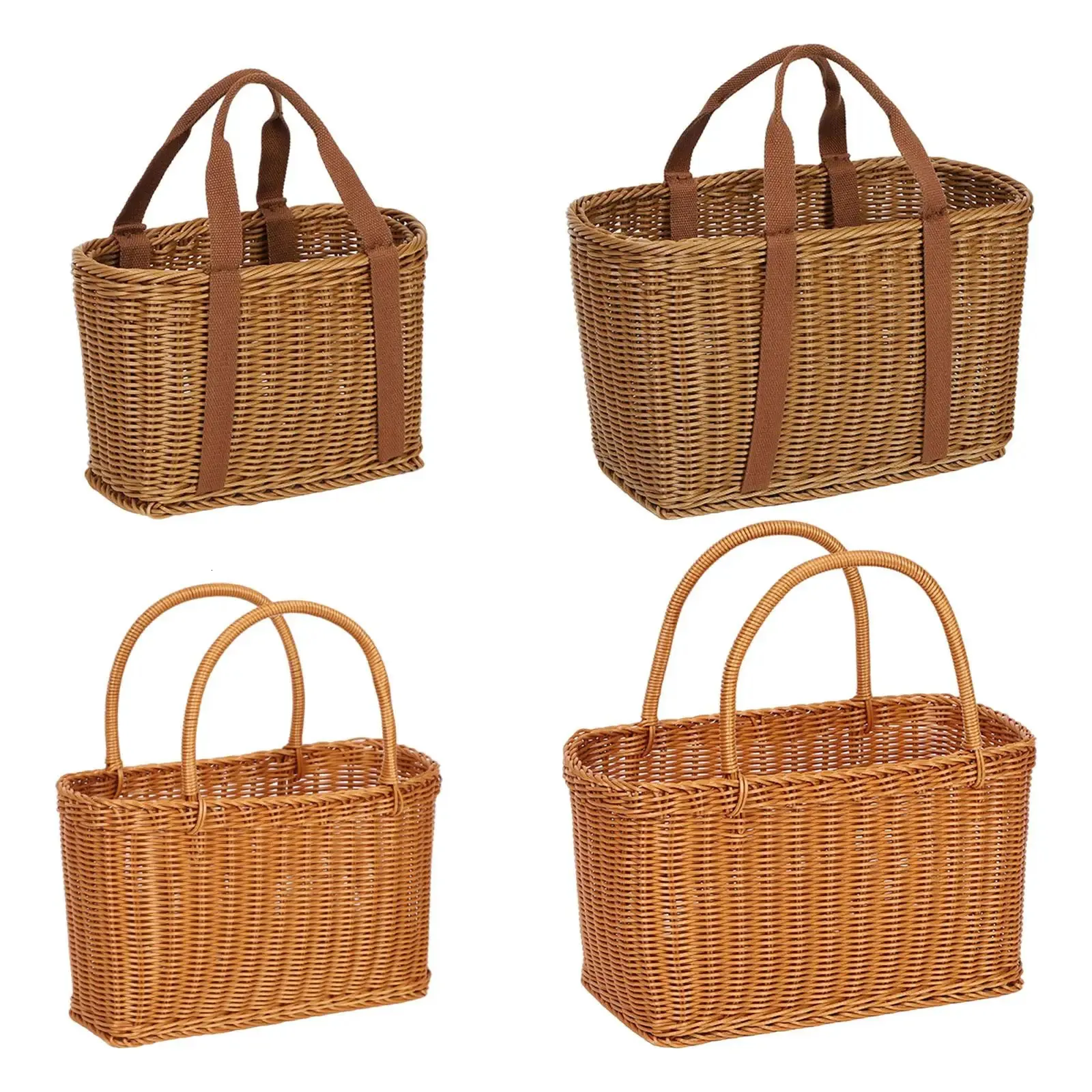 Handmade Storage Baskets Picnic Basket Imitation Rattan Household Decoration