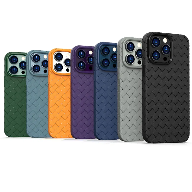 Breathable Weave Pattern Soft Thin Case For iPhone 15 14 13 12 mini 11 Pro Max Grid Solid Back Phone Protective Cover