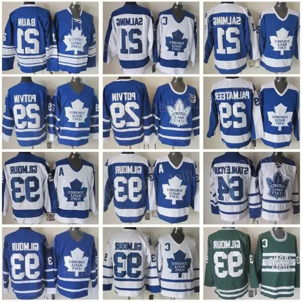 Rétro Torontos Throwback Maple Leafs Hockey''nhl''29 Felix Potvin Jersey 75e anniversaire 93 Doug Gilmour 29 Mike Palmateer 21 Borje Salming 40