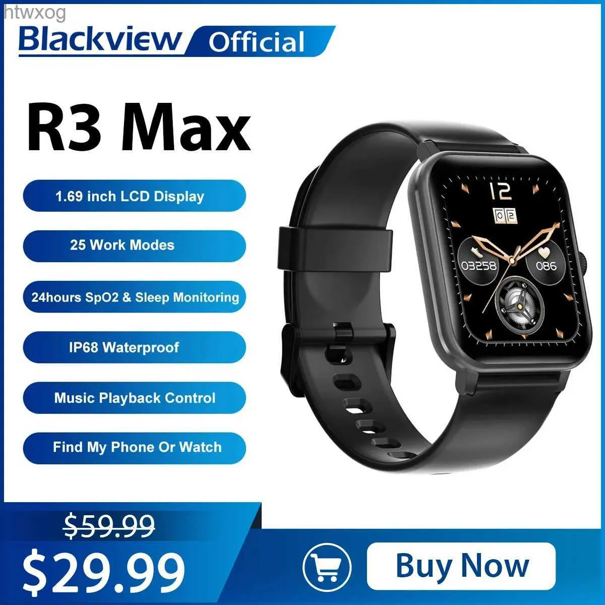 スマートウォッチブラックビュー2022 New Smart Watch R3 Max Men Sport Fitness Watch IP68防水心拍数ANDROID IOS SmartWatch Women YQ240125用