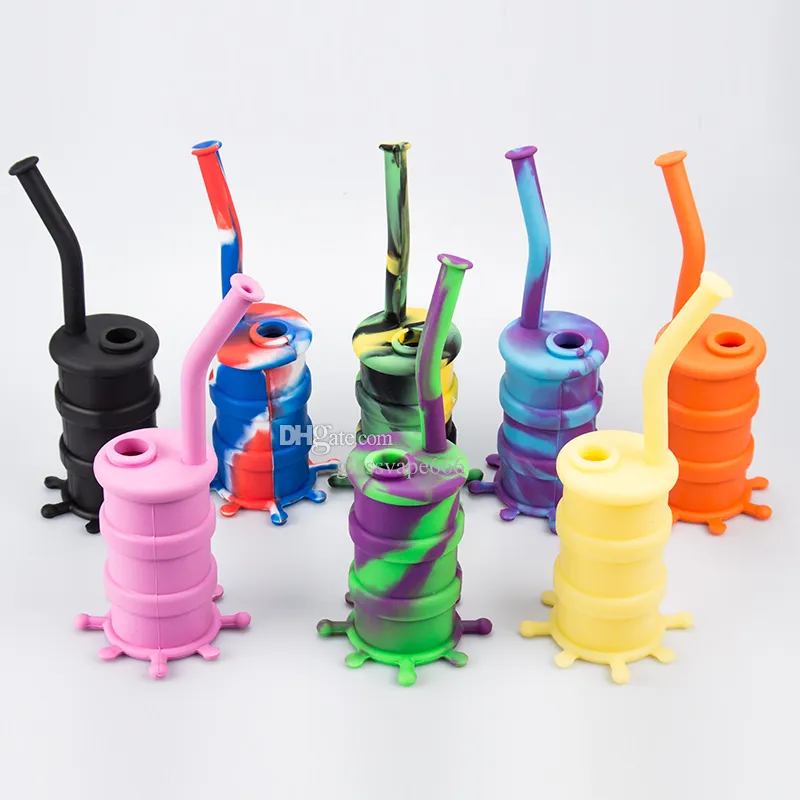 Glassvape666 SI004 Narguilé Silicone Bong D'eau Tuyau Coloré Silicon Dab Rig Pipes À Fumer 14mm Mâle Bol En Verre 10 cm Longueur Tige Dropdown