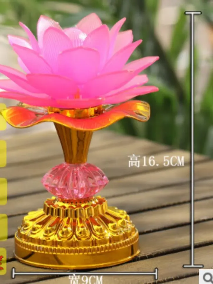 Lotus Flower Lights Buddha Bright Lamp LED Colorful Table Lamps 52 Buddhist Songs Buddha Music Machine Color Changing Temple Light