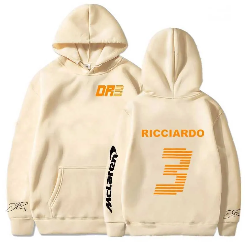 Mens Hoodies Sweatshirts Mclaren F1 Hoodie Formula One Racer Long Sleeve Letter Daniel Ricciardo Printed Street Fashion Sweatshirt Retro Hot 5LIA