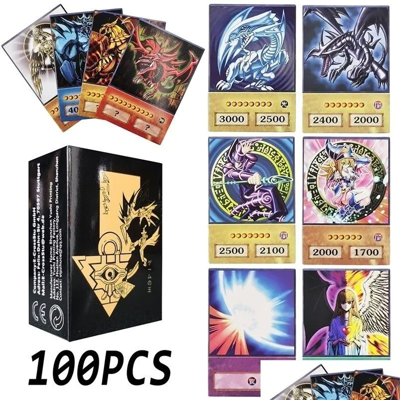 Gry karciane 100pcs yu-gi-oh styl s niebieskie oczy ciemne magik exodia Obelisk Slifer Ra yuh Dm Classic Proxy DIY Prezent 220924 Drop D Dhdyv