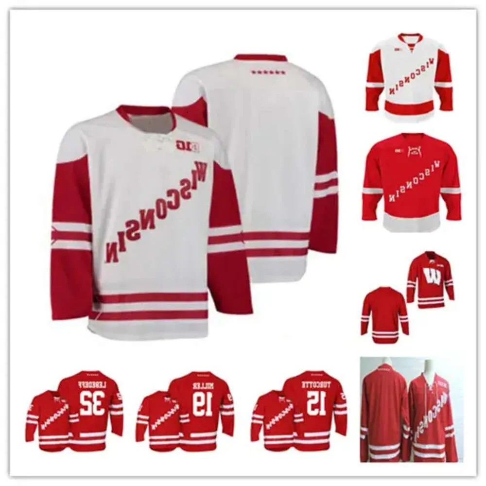 Wisconsin Badgers College Hockey Jerseys Aangepaste Dylan Holloway Cole Caufield Brock Ty Pelton-Byce Ty Emberson Brian Elliott Ryan Mcdonagh 13