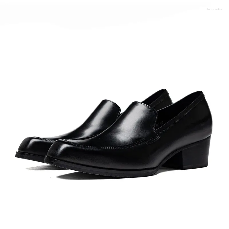 Sapatos de vestido luxo homens com altura couro genuíno moda 5 cm saltos altos feitos à mão confortável primavera festa casamento homem