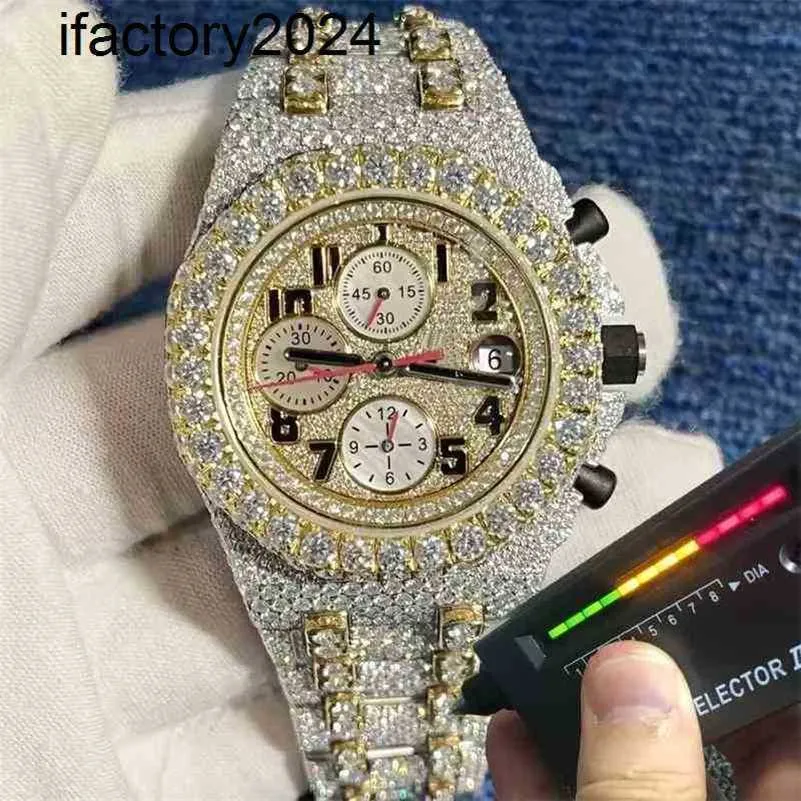 Ap Watch Diamond Moissanite Iced Out può superare il test Ston 2023 Versione in oro Sier Pass Mens Vvs Diamanti Movimento Eta di alta qualità Fuori 2 toni