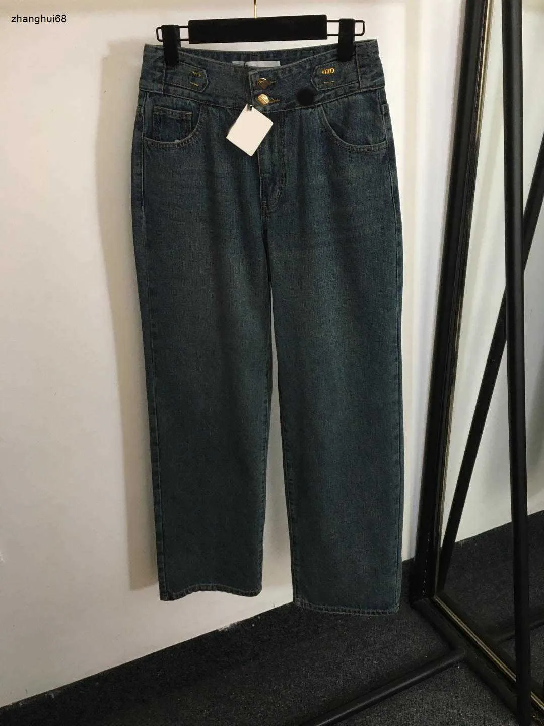 Jeans de styliste pour femmes, vêtements luxueux, mode dames, taille haute, jambes larges, denim, pantalon de loisirs de qualité, 25 janvier