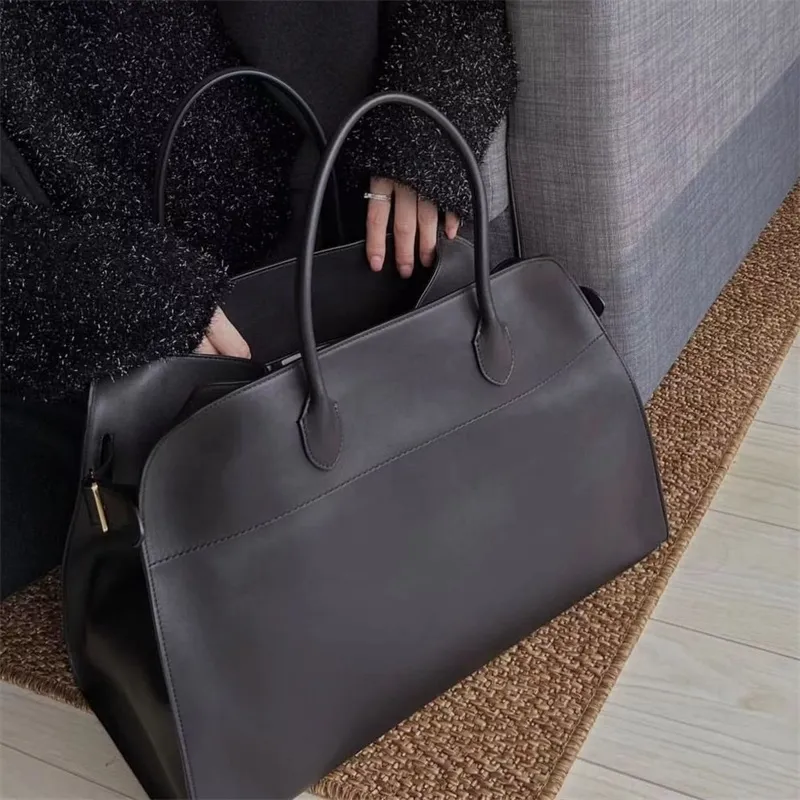 Margaux The Row Handtasche, minimalistische Tragetasche, echtes Leder, Geräumigkeit, großes Fassungsvermögen, Wildleder, Pendler-Umhängetasche, Alltag xb102