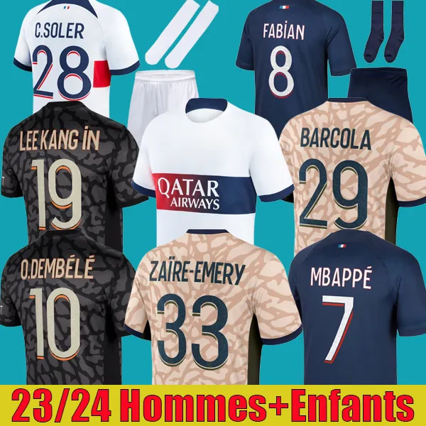 23 24 soccer jerseys KOLO MUANI MBAPPE ARSENSIO maillots de foot GONCALO PSGS RAMOS VITINHA top thailand 2023 2024 football shirt HAKIMI Camiseta futbol