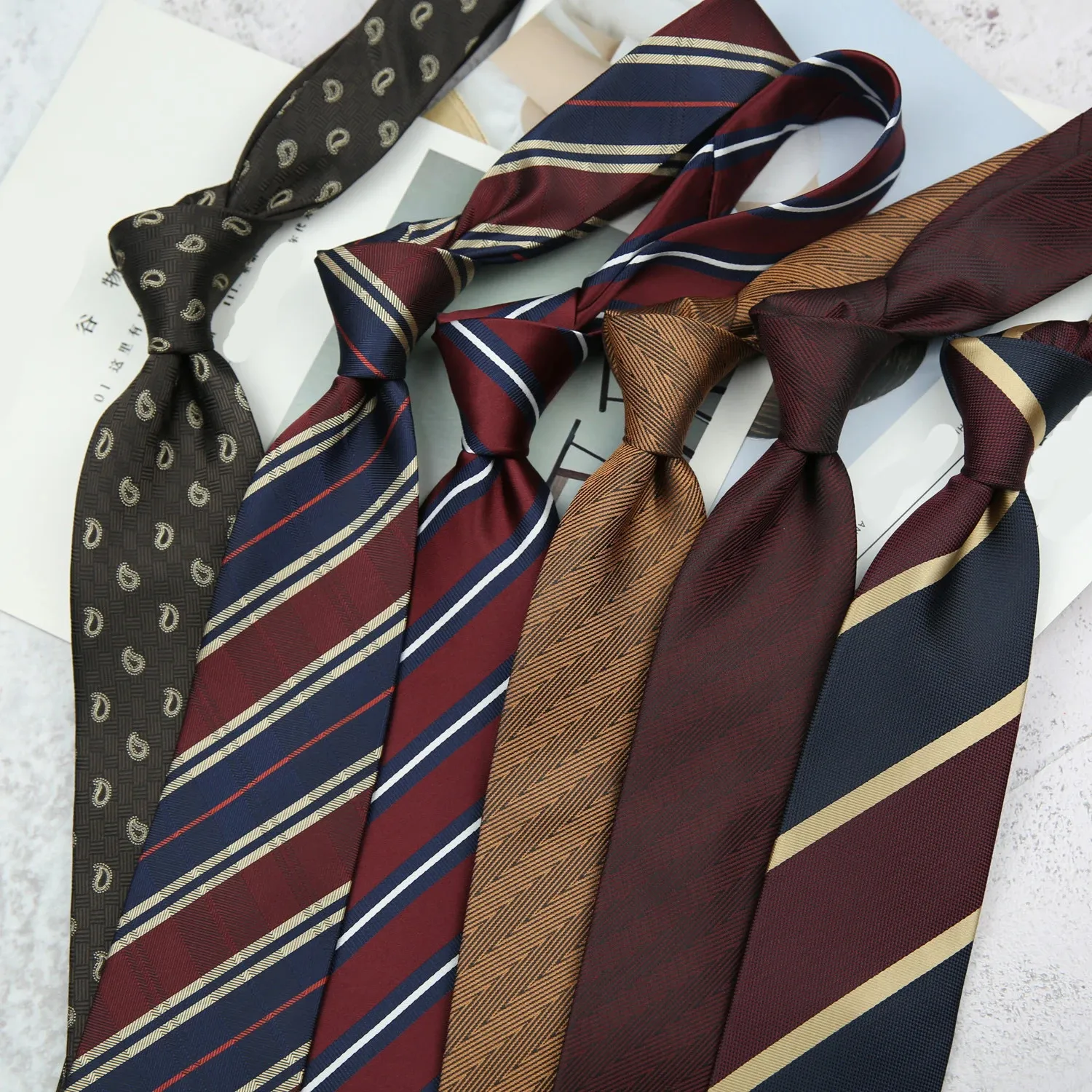 Mens randiga affärshalsband för män bröllopsfest slipsar polyester gravatas cravat corbatas nackkläder 240122