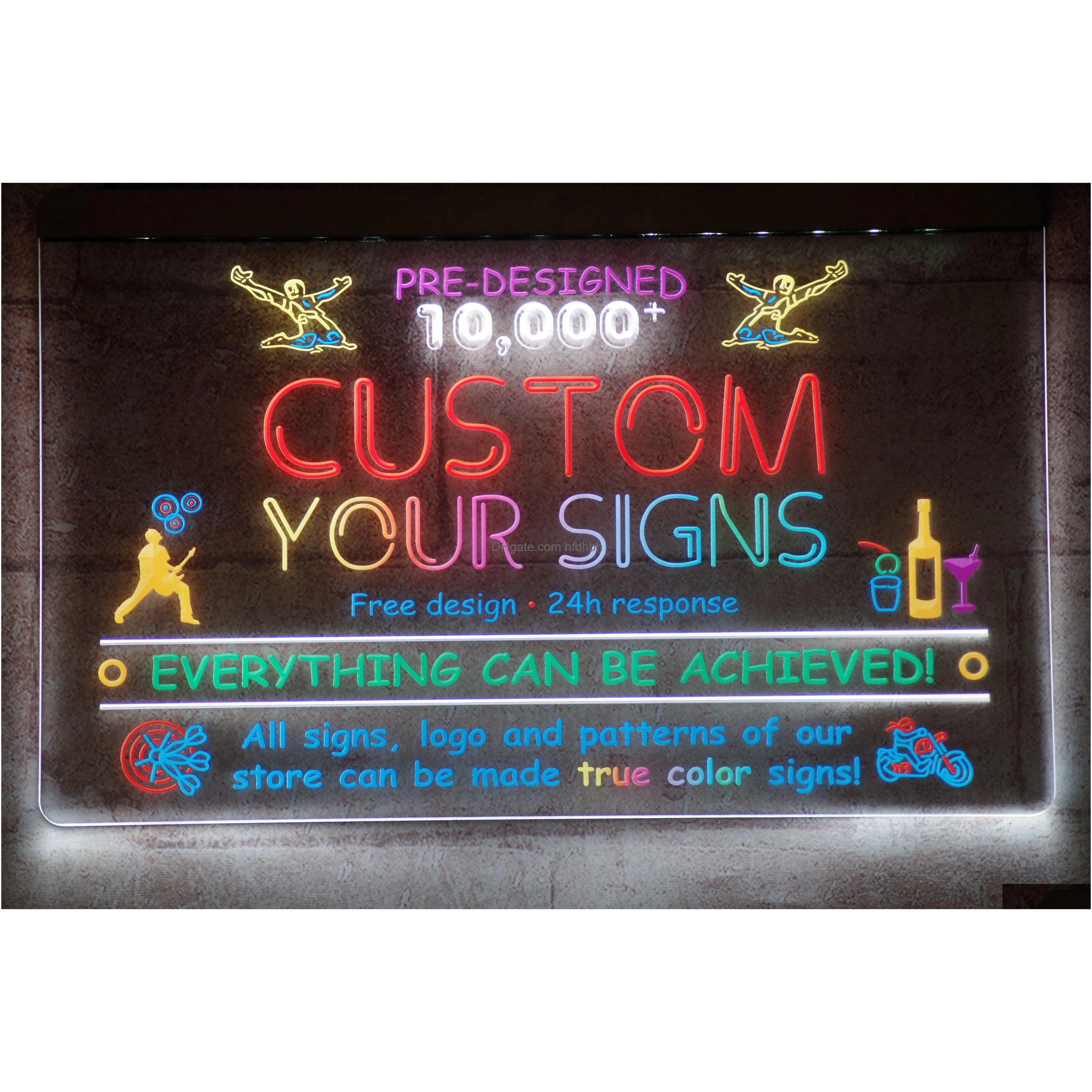 LED Neon Sign True Color - Anpassad 3D -gravering Ljusdesign Partihandel Rappleveranslampor Belysningsholiday DHV7W