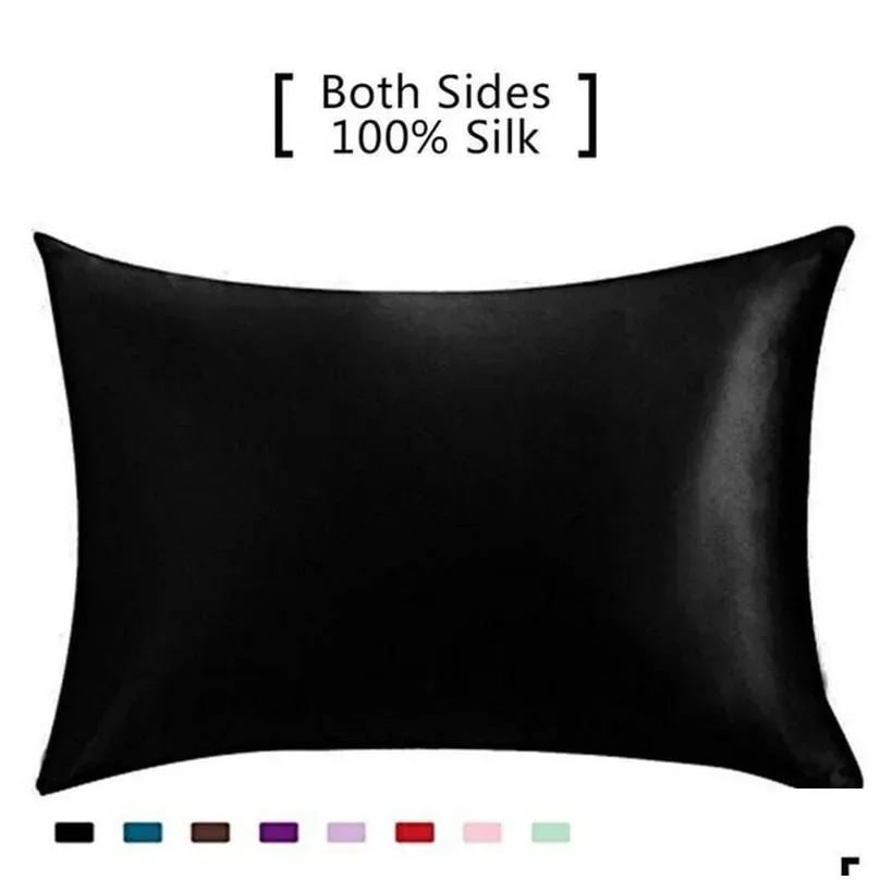 pillow case silk pillowcase ice 100% pure natural mulberry standard size cases cover hidd