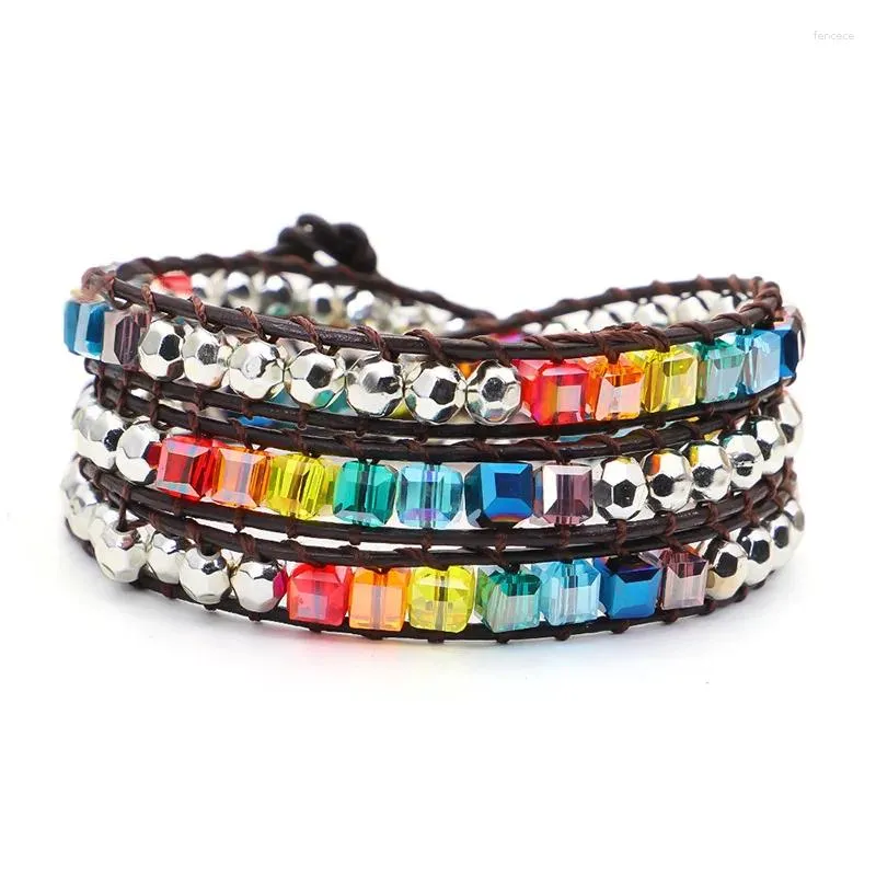 Link Bracelets Strand Wrap Bracelet With Natural Stones Multi Color Vintage Beads Weaving Statement Vegan Jewelry