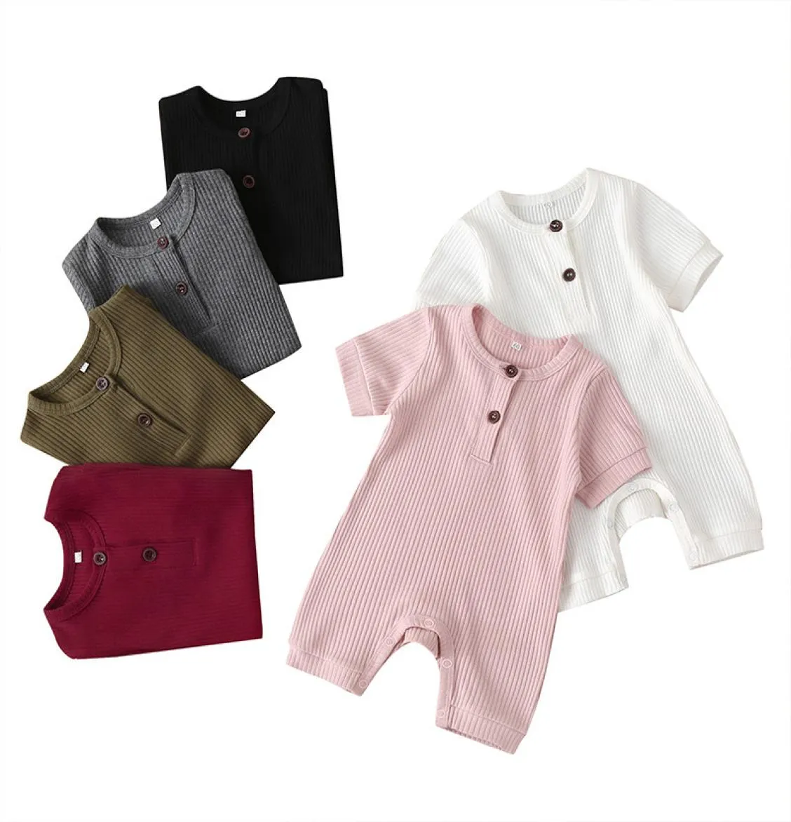 Novas roupas de bebê infantil roupas da criança macacão outfits algodão sólido meninos meninas roupas verão crianças 11 cores t8027575