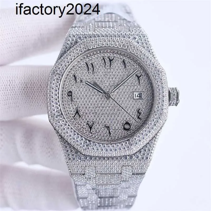 Ap Watch Diamond Moissanite Iced Out могут пройти испытание. Мужские механические часы ручной работы, 41 мм, с бриллиантами, сталь 904l, сапфировые женские деловые наручные часы Mo.